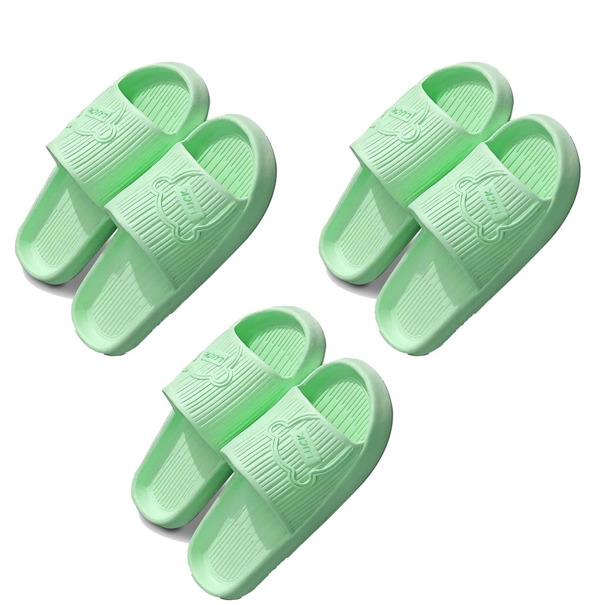 EVA Sliders, Pack of 3 Pairs – Non-Slip Sole, 5 Colours, EU 36 to 41 - Mint Green, 38-39