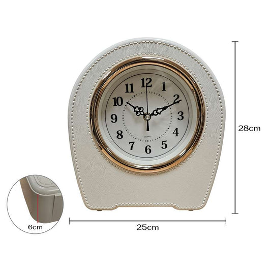 Leather-Effect Mantel Clock – Silent, 28 x 25 cm, Black, Brown or White - photo 2