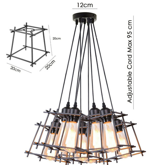 9 Light Box Cage Cluster Pendant – Black, E27 - photo 2