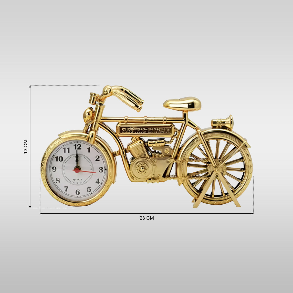 Vintage Motorbike Alarm Clock – 23 cm, Yellow Brass or Brushed Brass - photo 2