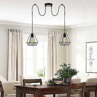 2-Light Spider Pendant – Diamond or Balloon Wire Cages, Black - photo 3