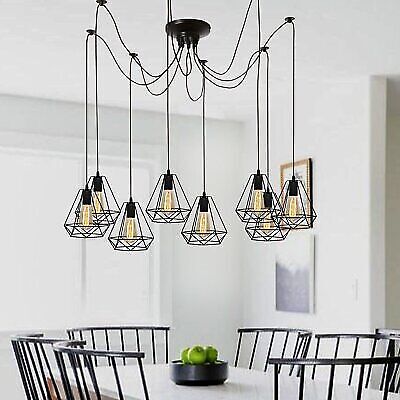 8 Light Spider Pendant – Black Diamond Cages, 2 m Cables, E27