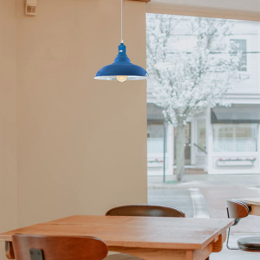 Coloured Pendant Light – Gloss Metal, Curvy or Barn Shades, 8 Colours - photo 2
