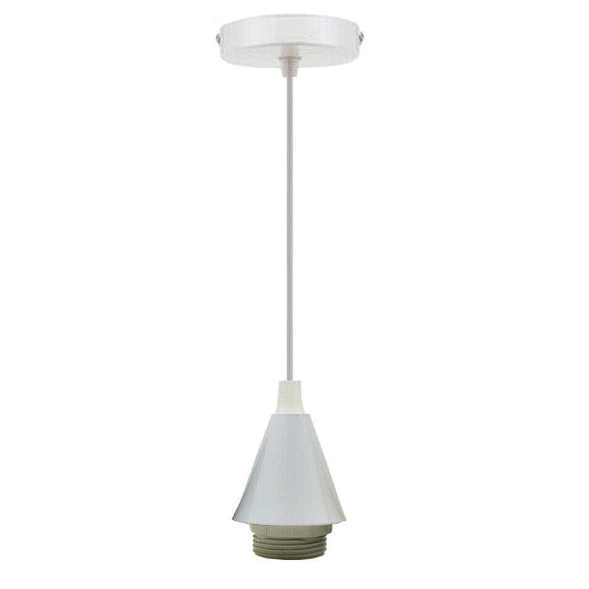 White Pendant Light – Barn or Curvy Shade, Optional Chain, E27 - White, No Shade, Without Bulb
