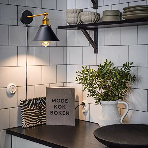 Black Swing Arm Wall Light with Flat Cone Shade – Pack of 2 - photo 3