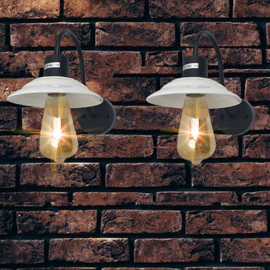 Swan Neck Wall Light with White Enamel Shade – Black, E27 - photo 2