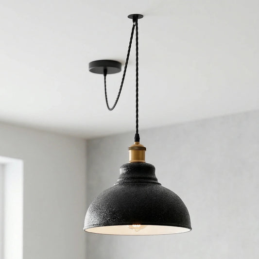 Swag Pendant Light – 2 m Twisted Cable, Ceiling Hook, Curvy Dome or Bulb - photo 2