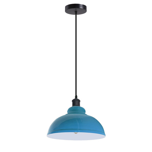 Curvy Dome Pendant Light – 21 or 29 cm Shade, Many Colours, E27 - Black, Curvy 29 cm Blue, Without Bulb