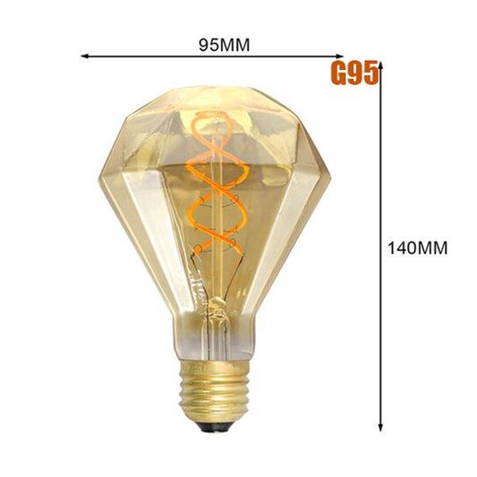 Vintage Spiral Filament LED Bulbs E27 – Globe, Diamond, Heart, Star & Tube - photo 2