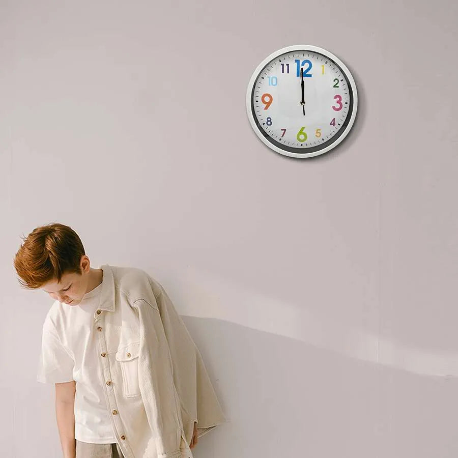 Children's Colourful Number Wall Clock – 35 cm, White Frame, Quiet Sweep - photo 6