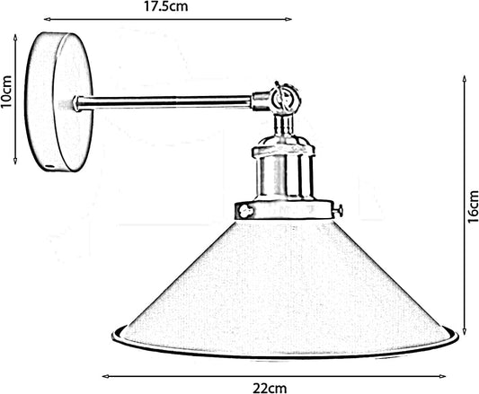 Swing Arm Wall Light with Flat Cone Shade – Pack of 2, Black or Brass - photo 2