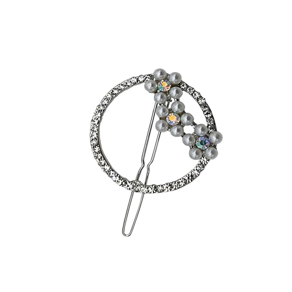 Pearl & Crystal Hair Slides – 7 Designs, Gold or Silver Tone, 1 or 2 Slides - Silver Flower Ring, 1 Slide