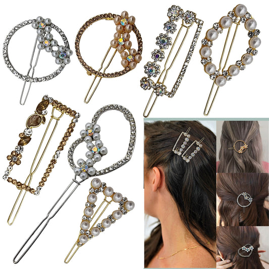 Pearl & Crystal Hair Slides – 7 Designs, Gold or Silver Tone, 1 or 2 Slides - photo 2