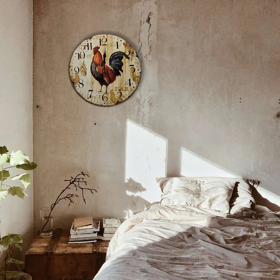 Rooster Kitchen Wall Clock – 30 cm, Rustic Farmhouse Design - photo 5