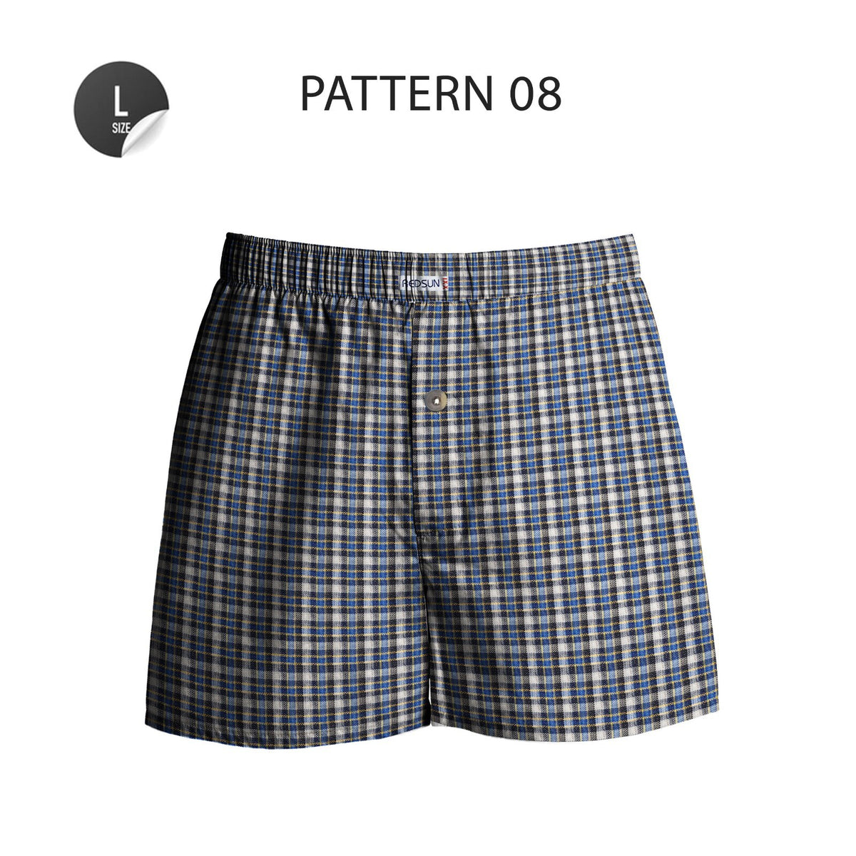 Men's Woven Cotton Boxer Shorts – 4 Check Designs, Single or Pack of 3, L to XXL - XL, Blue & Navy Check, Single