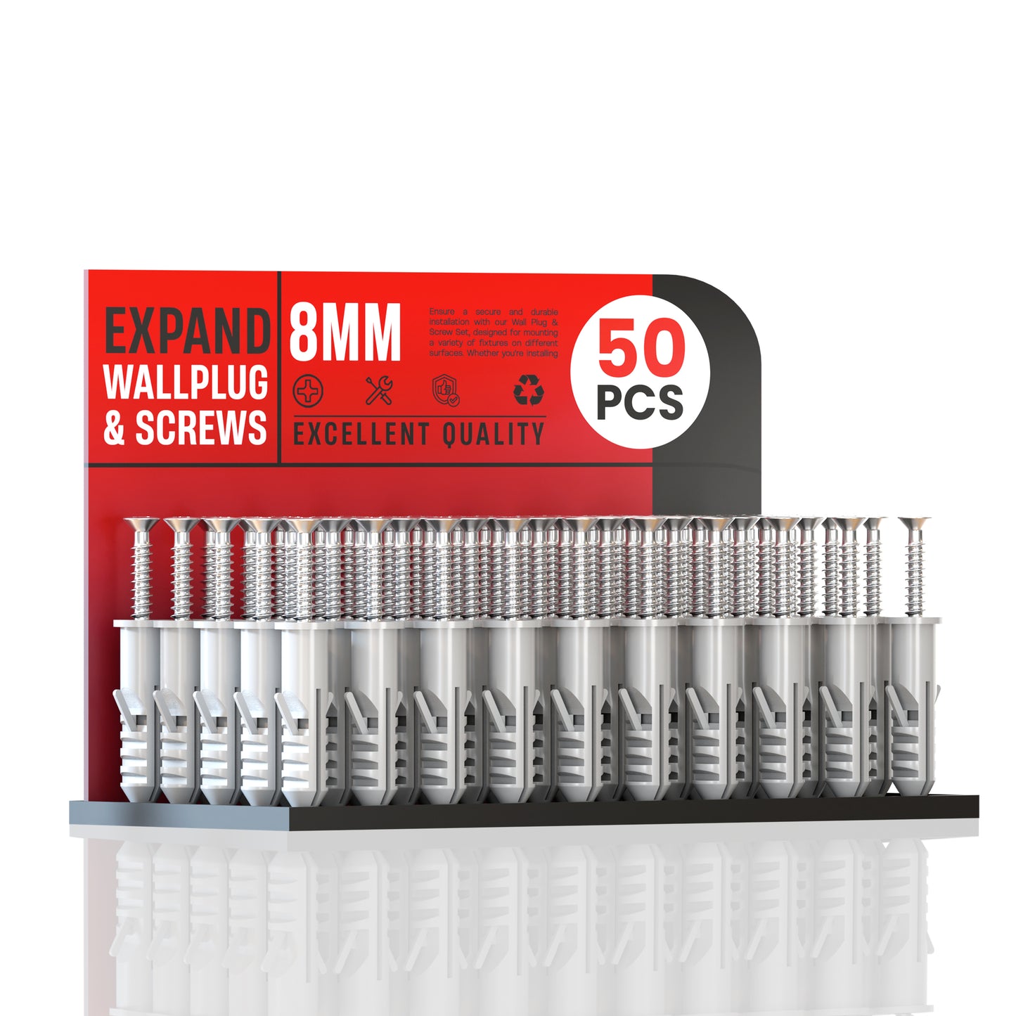 Grey Wall Plugs and Screws – Heavy Duty Raw Fixings for Masonry & Drywall ~1201