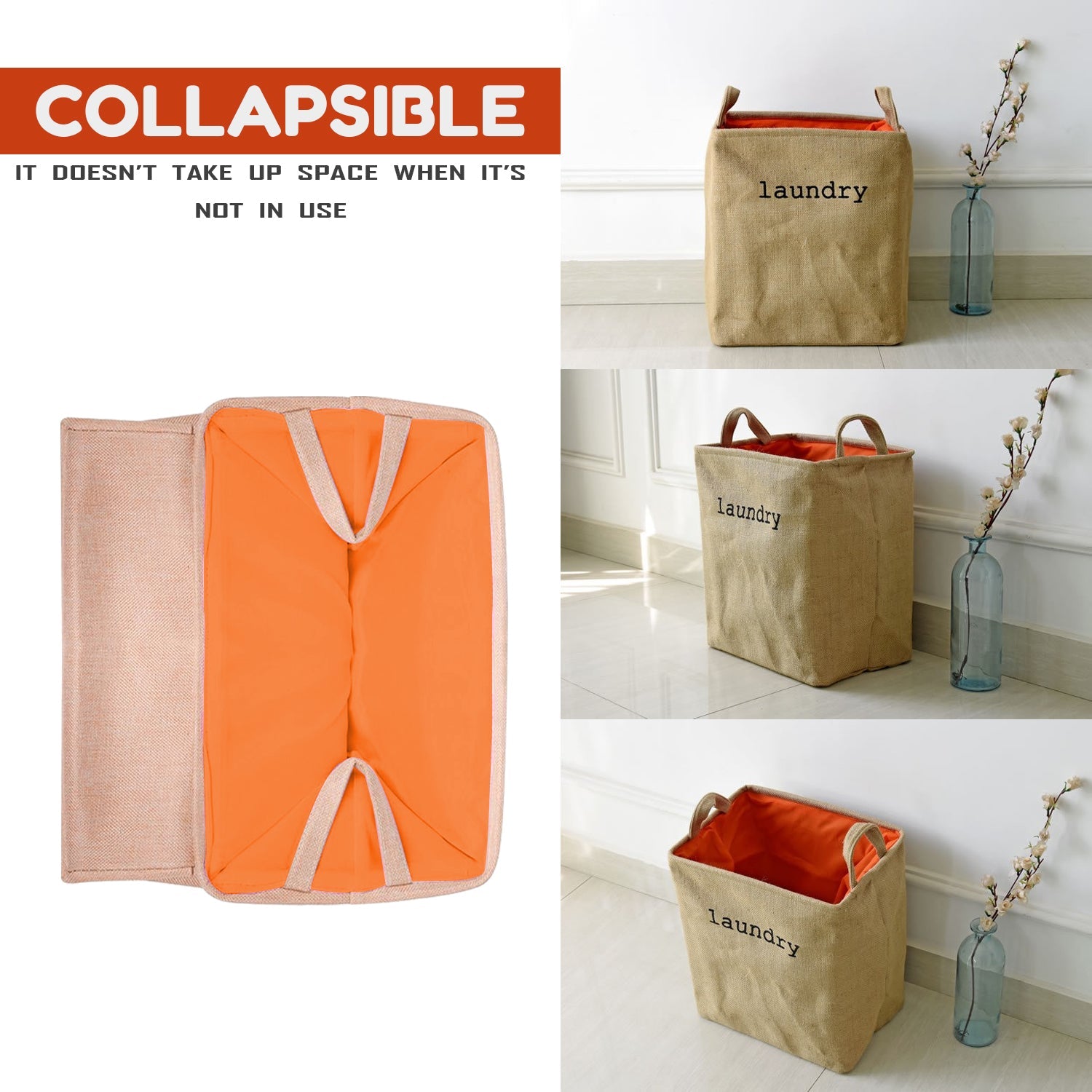 Portable fabric laundry basket for easy transport