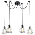 4 Light Spider Pendant – Brushed Silver Nest Cages, 2 m Cables, E27