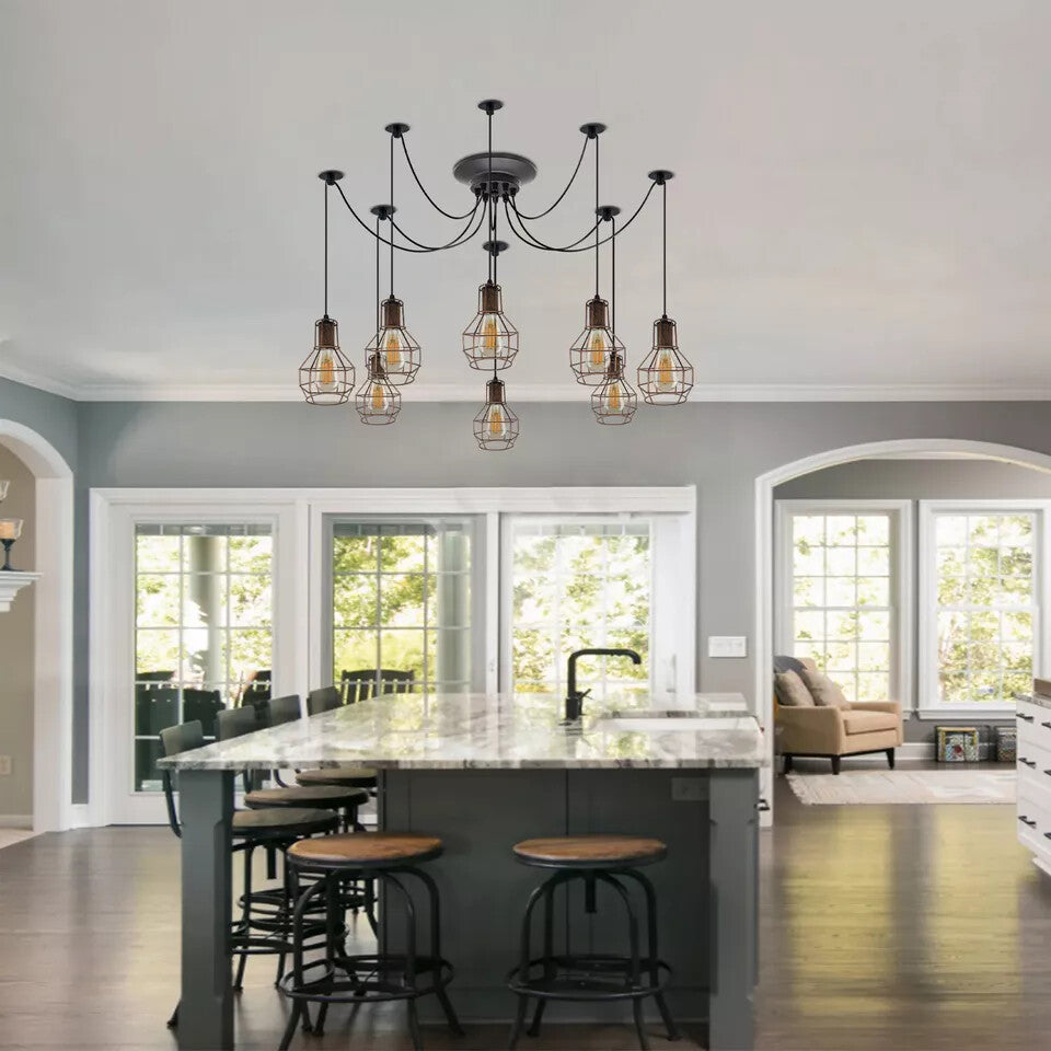 8-Light Spider Chandelier – Wire Cages, Adjustable Arms - photo 4