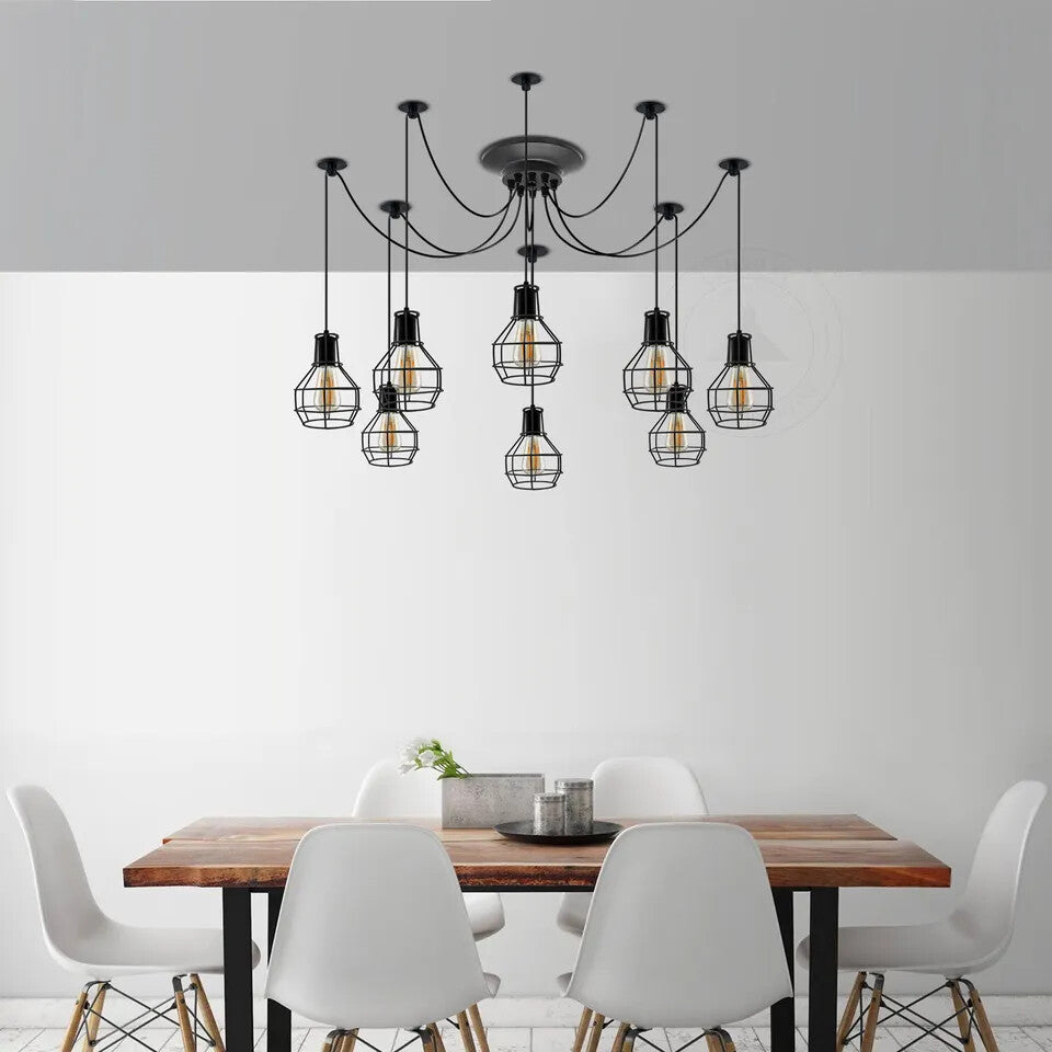8-Light Spider Chandelier – Wire Cages, Adjustable Arms - photo 6
