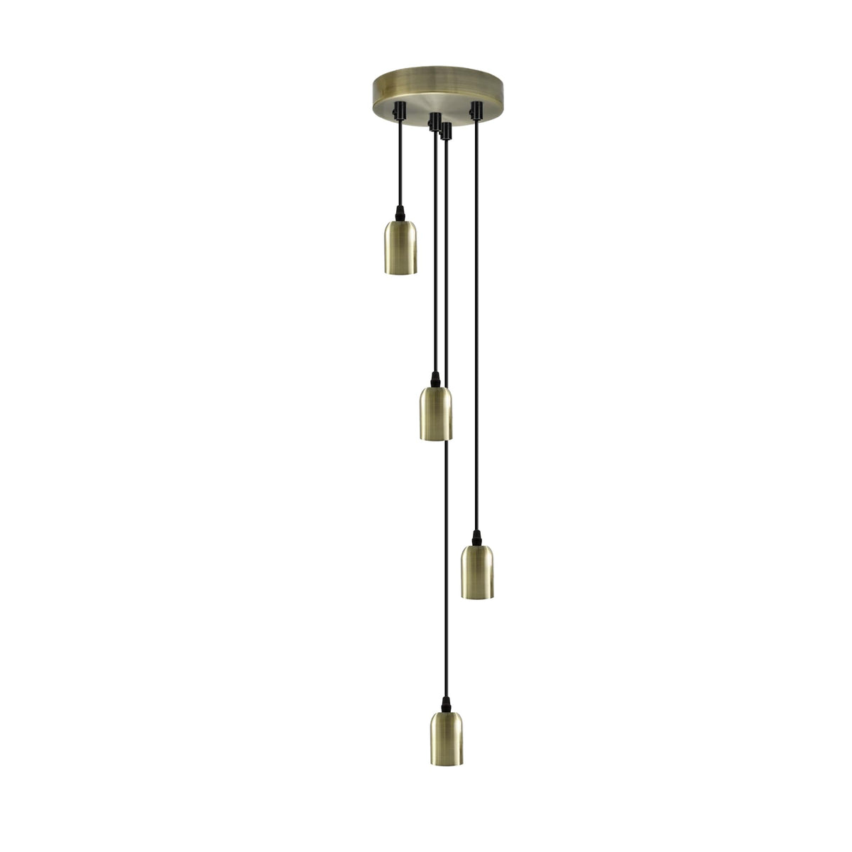 4-Light Cluster Pendant – Rose Gold, Green Brass or Matt Black, E27 - Green Brass, No Shade, Without Bulb