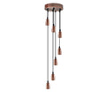 7-Light Cluster Pendant – 120 mm Rose, Adjustable Drops, E27 - Rose Gold, No Shade, Without Bulb