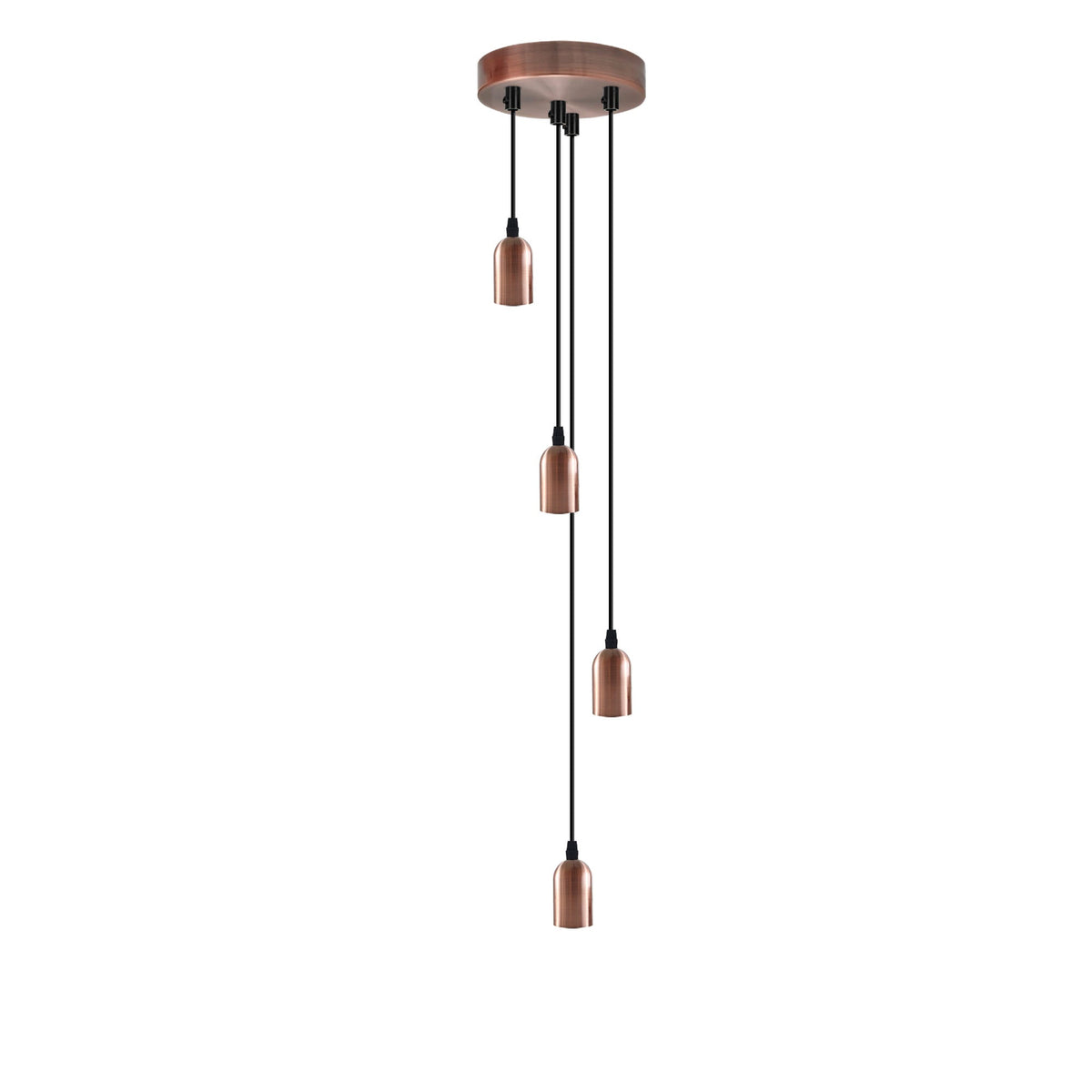 4-Light Cluster Pendant – Rose Gold, Green Brass or Matt Black, E27 - Rose Gold, No Shade, Without Bulb