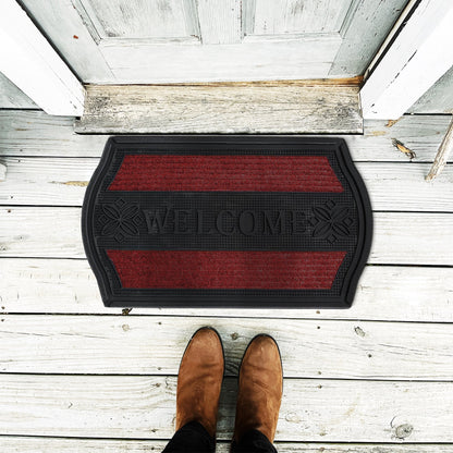 Black and Red Rubber Welcome Mat – 45 x 75 cm, Non-Slip, Indoor & Outdoor - photo 3