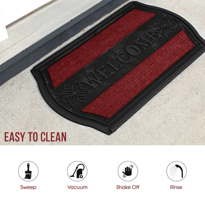 Black and Red Rubber Welcome Mat – 45 x 75 cm, Non-Slip, Indoor & Outdoor - photo 2