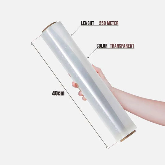Pallet Stretch Wrap Film – 400 mm x 250 m Clear or 500 mm x 200 m Black - 400 mm x 250 m, 20 micron, Clear