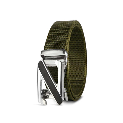Nylon Belt with Z Automatic Buckle – 6 Colours, 120 cm, Unisex - Army Green, Single