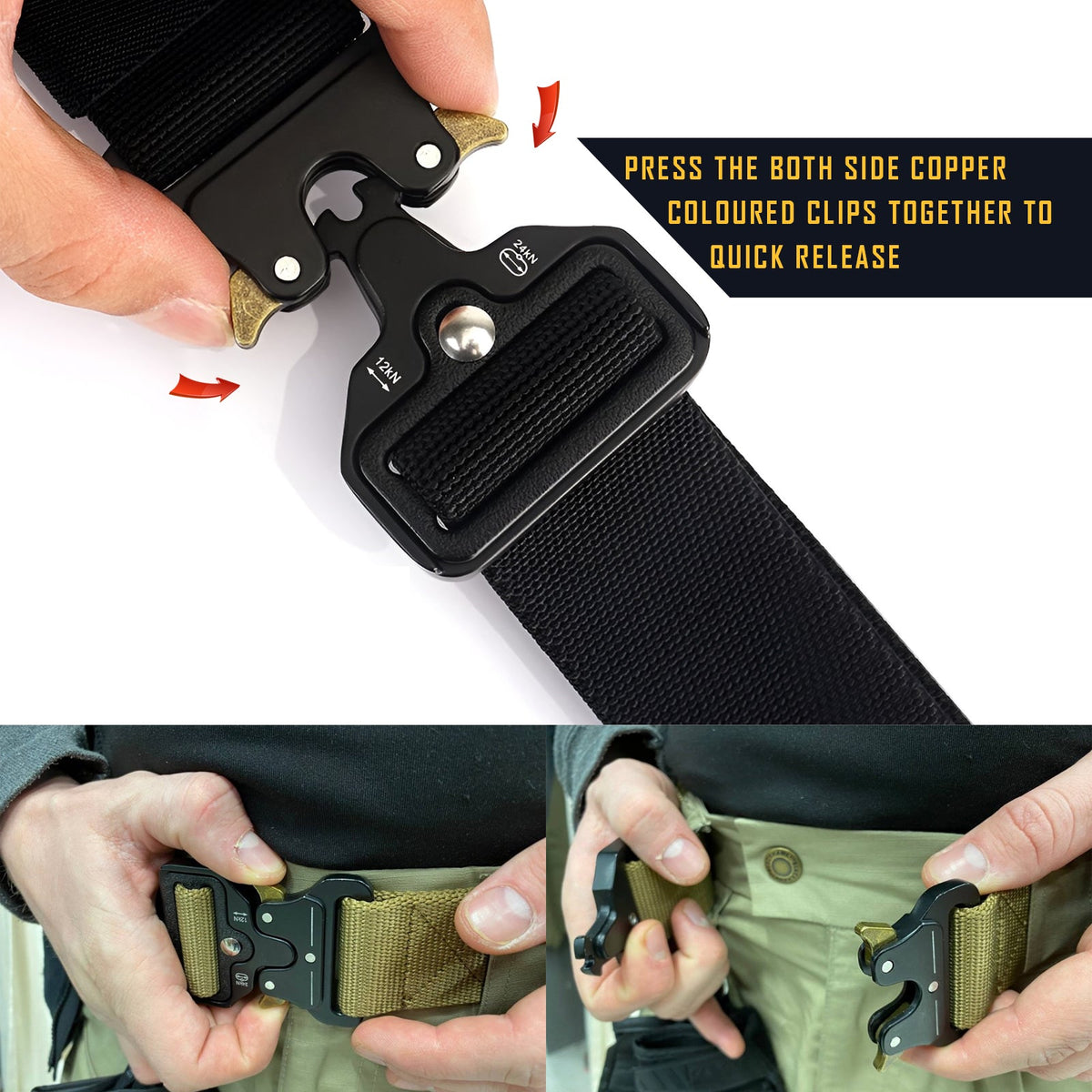 Tactical Nylon Belt with Quick-Release Buckle – Army Green, Grey or Navy, 125 cm - photo 2