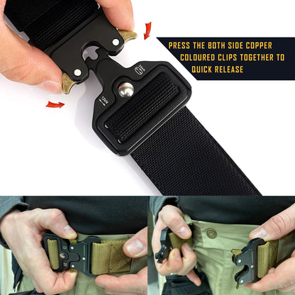 Tactical Nylon Belt with Quick-Release Buckle – Army Green, Grey or Navy, 125 cm - photo 2