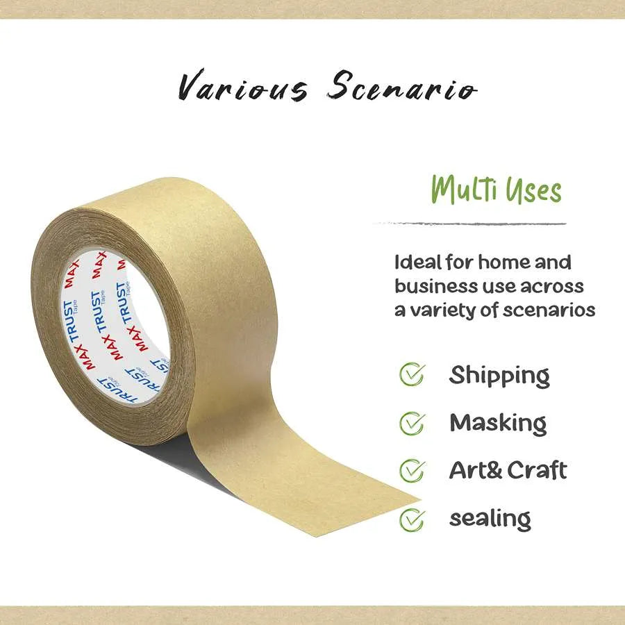 Brown Kraft Paper Packing Tape – 48 mm x 50 m, Writable, Single Roll - photo 4