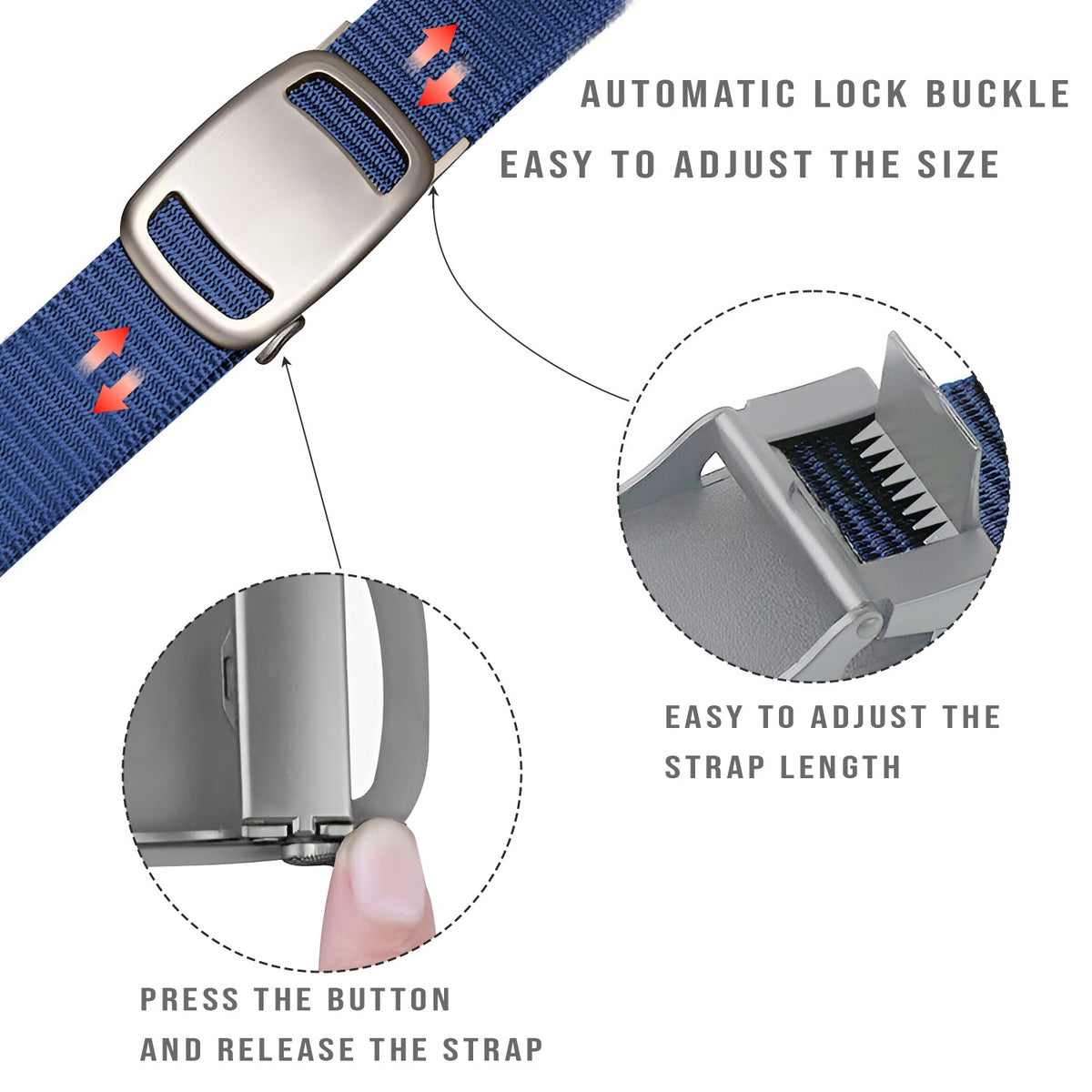Nylon Belt with Automatic Slide Buckle – 6 Colours, 120 cm, Unisex - photo 9
