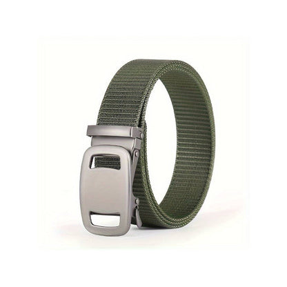 Nylon Belt with Automatic Slide Buckle – 6 Colours, 120 cm, Unisex - Army Green, Single