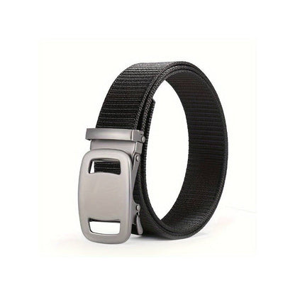 Nylon Belt with Automatic Slide Buckle – 6 Colours, 120 cm, Unisex - Black, Single