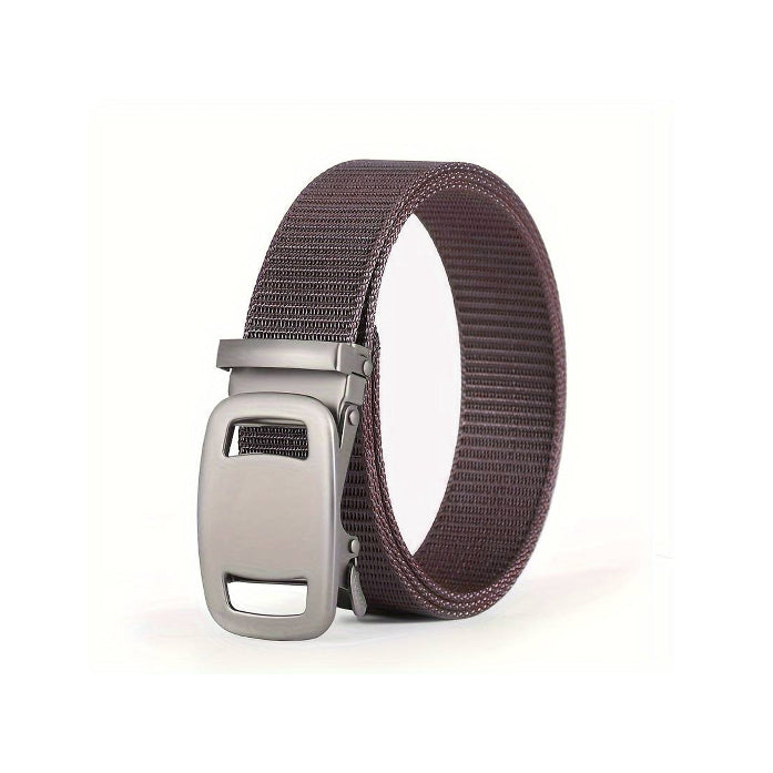 Nylon Belt with Automatic Slide Buckle – 6 Colours, 120 cm, Unisex - Brown, Single
