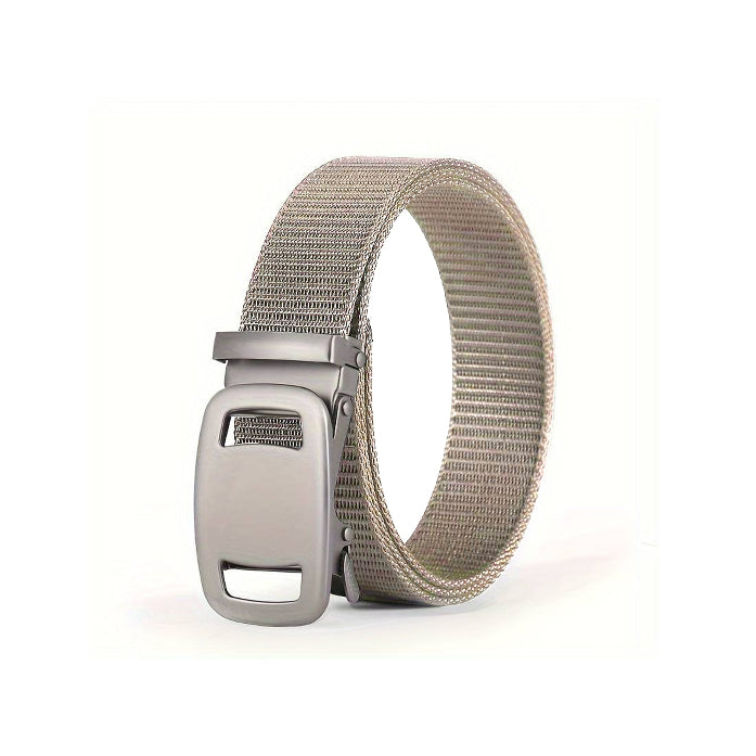 Nylon Belt with Automatic Slide Buckle – 6 Colours, 120 cm, Unisex - Beige, Single