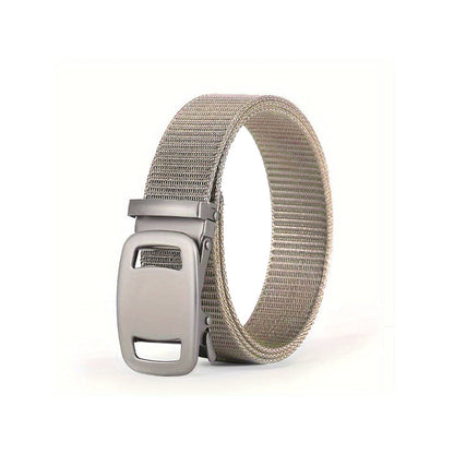 Nylon Belt with Automatic Slide Buckle – 6 Colours, 120 cm, Unisex - Beige, Single