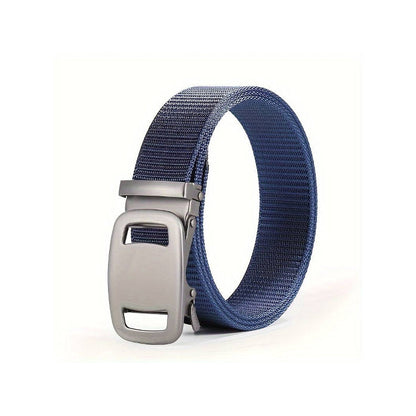 Nylon Belt with Automatic Slide Buckle – 6 Colours, 120 cm, Unisex - Navy Blue, Single