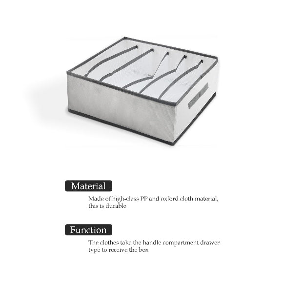 Foldable Wardrobe Drawer Organiser – 6 Compartments, White, 44 x 25 x 17 cm - photo 3