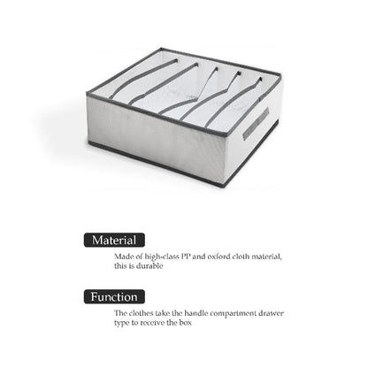 Foldable Wardrobe Drawer Organiser – 6 Compartments, White, 44 x 25 x 17 cm - photo 3