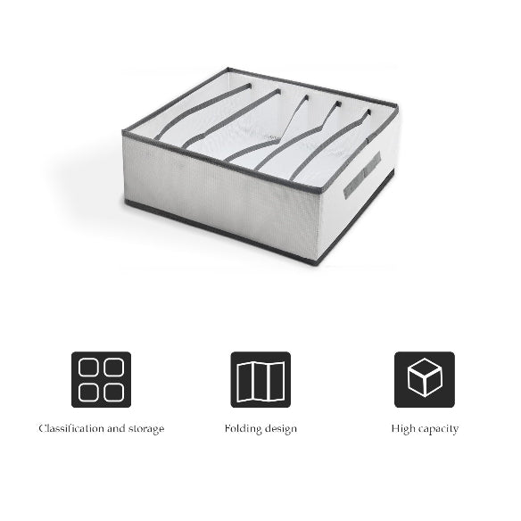 Foldable Wardrobe Drawer Organiser – 6 Compartments, White, 44 x 25 x 17 cm - photo 5