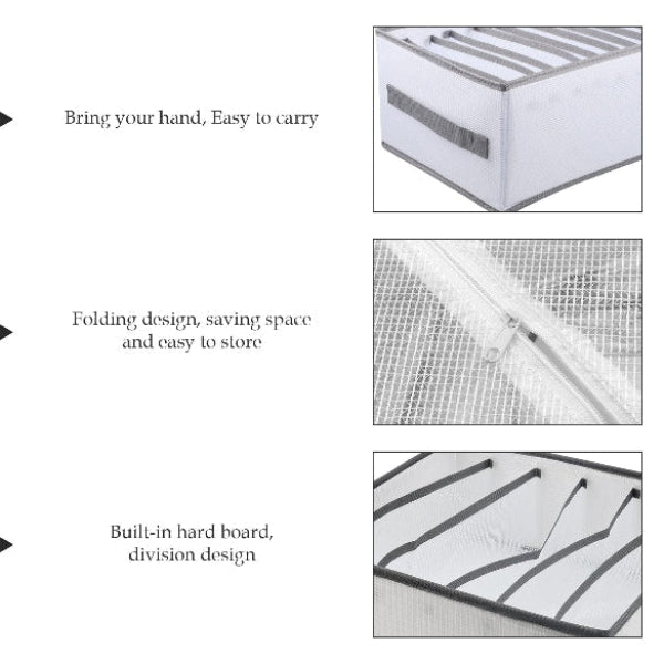 Foldable Wardrobe Drawer Organiser – 6 Compartments, White, 44 x 25 x 17 cm - photo 6
