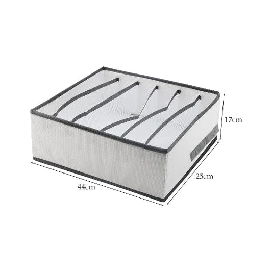 Foldable Wardrobe Drawer Organiser – 6 Compartments, White, 44 x 25 x 17 cm