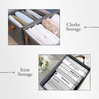 Foldable Fabric Storage Boxes, Pack of 2 – Grey, Handles, 46 x 28 x 20 cm - photo 4