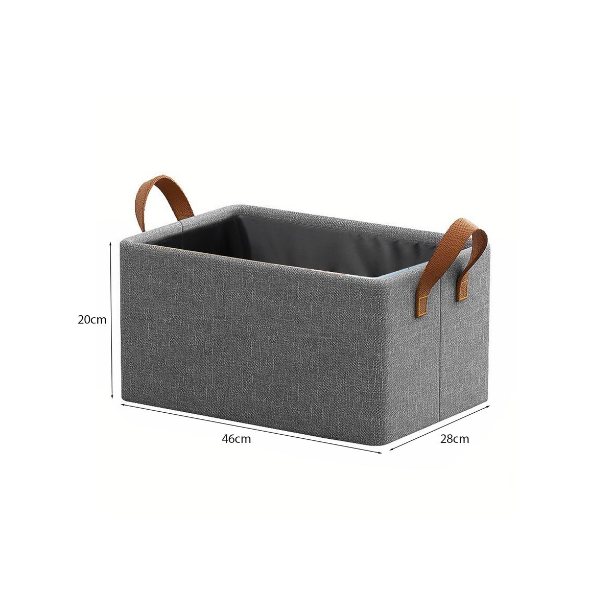 Foldable Fabric Storage Boxes, Pack of 2 – Grey, Handles, 46 x 28 x 20 cm - photo 5