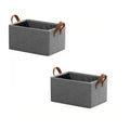 Foldable Fabric Storage Boxes, Pack of 2 – Grey, Handles, 46 x 28 x 20 cm - 2 Boxes