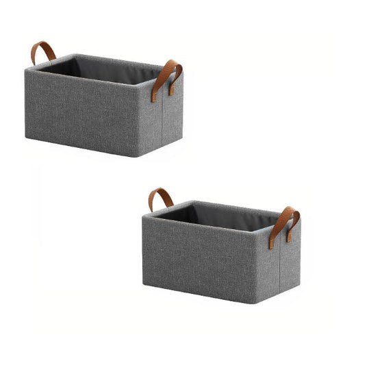 Foldable Fabric Storage Boxes, Pack of 2 – Grey, Handles, 46 x 28 x 20 cm - 2 Boxes